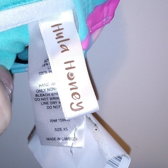 Hula Honey Multi-Color Abstract Padded Bikini Top - Size XS - Picture 3 of 9